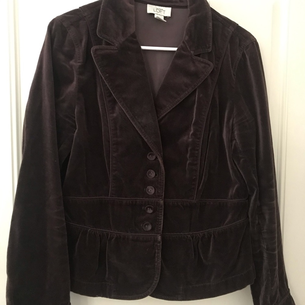 Ann Taylor LOFT Purple Peplum 5 Button Jacket Size 8